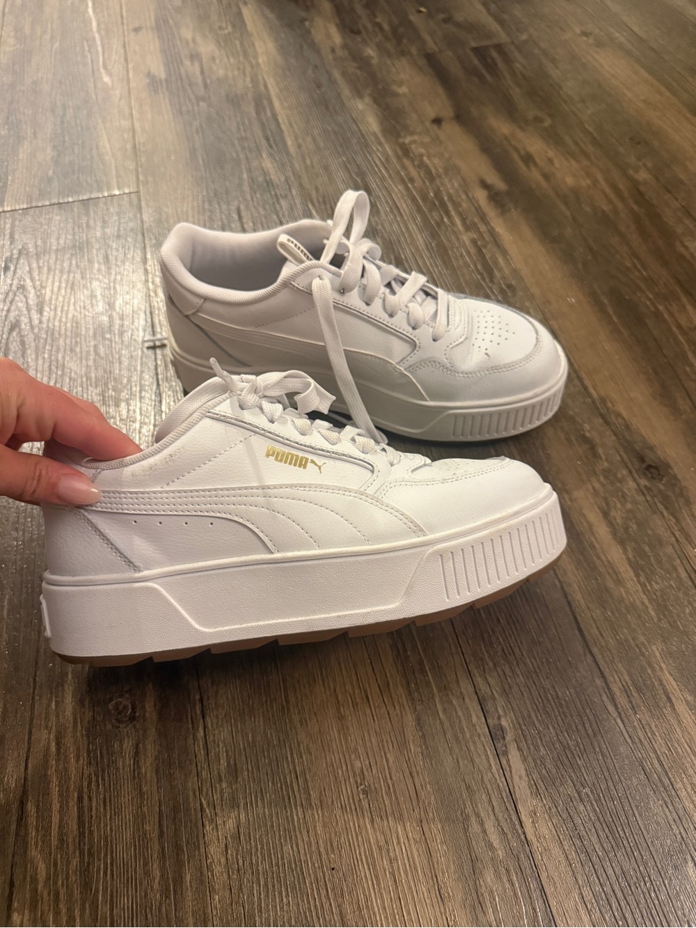 Puma Karmen Rebelle Sneaker Platform White and Gold - Womens Size 8.5